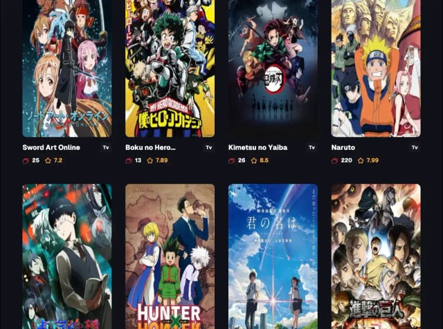 Captura de pantalla del proyecto Anime Base