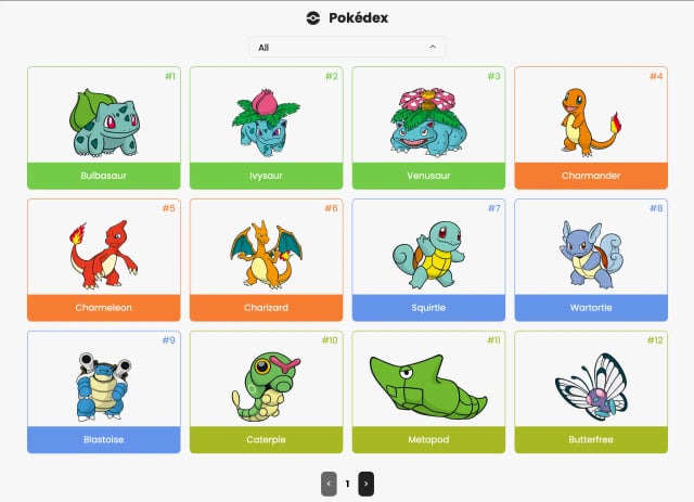 Captura de pantalla del proyecto Pokédex
